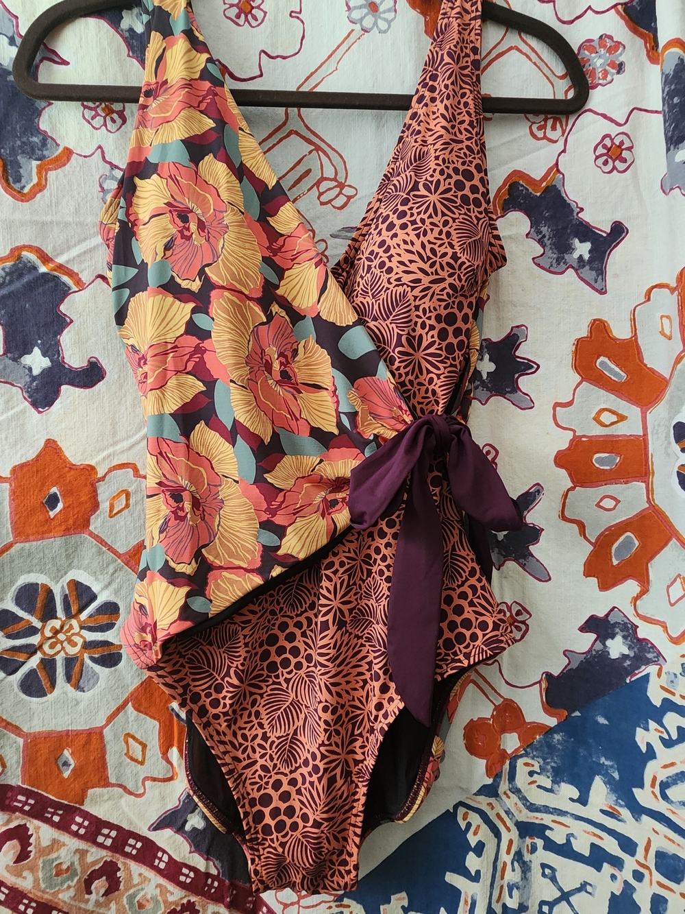 Sundance Orange & Plum Floral-Print One-Piece